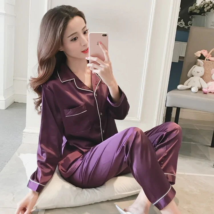 women silk satin pajamas