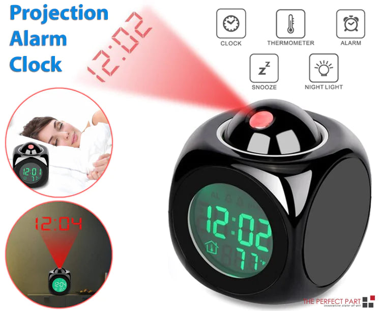 led projection alarm clock digital lcd display voice talking weather snooze usb