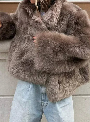 Chic Plush Fur Coat