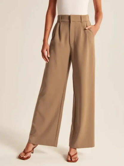 High Waist Straight Trousers