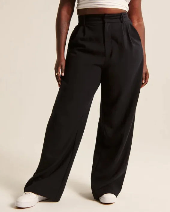 high waist straight trousers