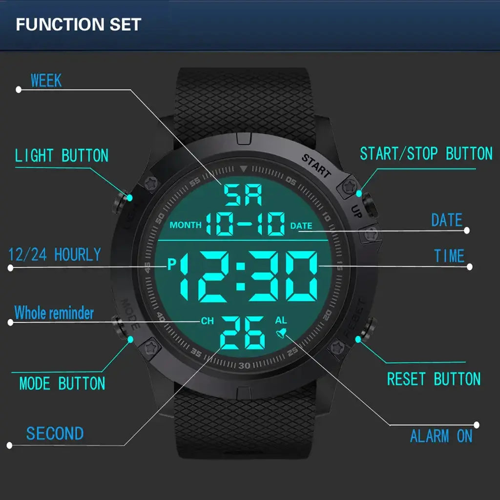 waterproof digital sports watch military tactical led backlight wristwatch men my shop saver