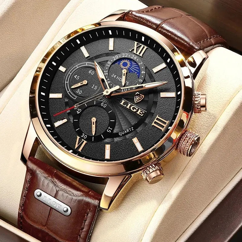 lige luxury leather casual quartz watch my shop saver