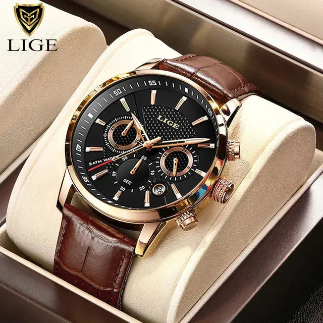 lige luxury leather casual quartz watch my shop saver