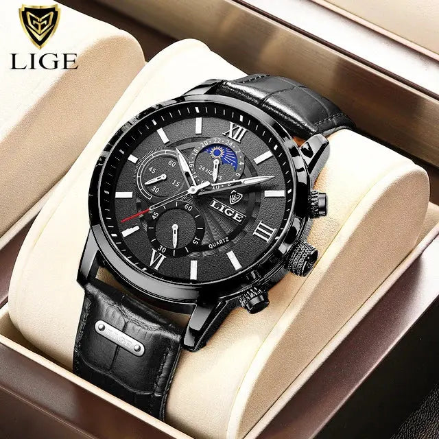 lige luxury leather casual quartz watch my shop saver