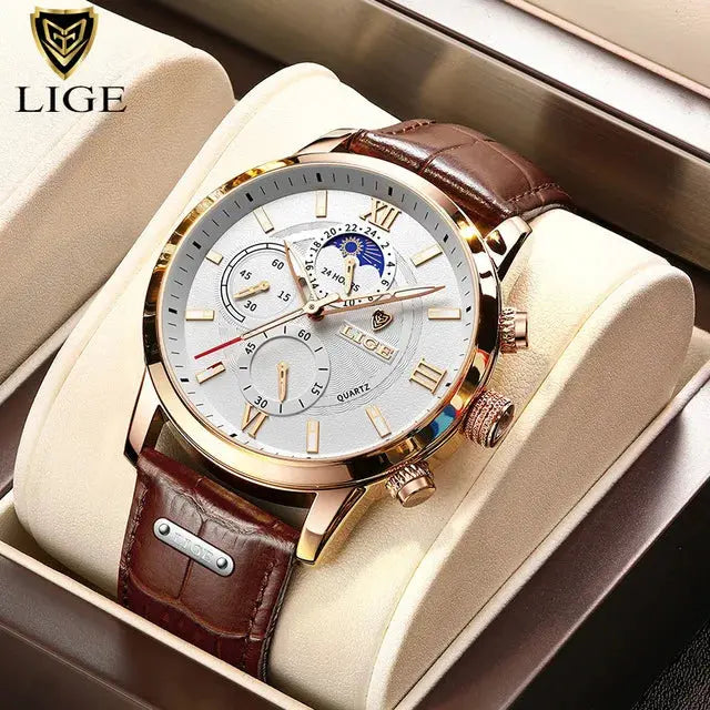 lige luxury leather casual quartz watch my shop saver