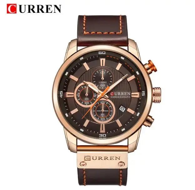 men's leather sports chronograph watch my shop saver