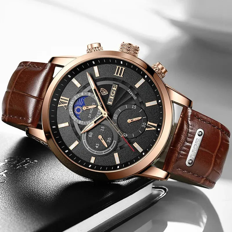 lige luxury leather casual quartz watch my shop saver