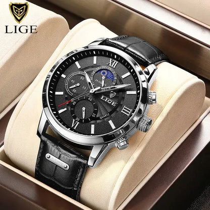 LIGE Luxury Leather Casual Quartz Watch My Shop Saver