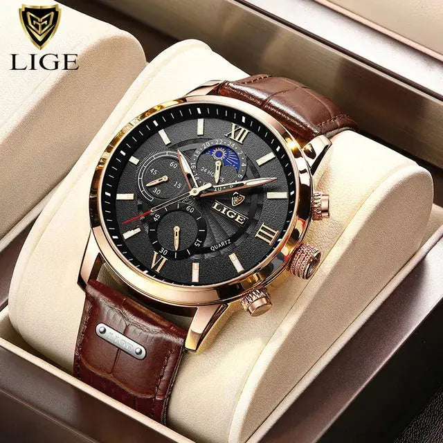 lige luxury leather casual quartz watch my shop saver