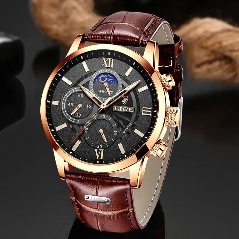 lige luxury leather casual quartz watch my shop saver