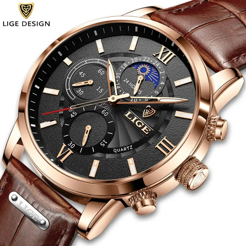 lige luxury leather casual quartz watch my shop saver