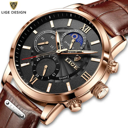 LIGE Luxury Leather Casual Quartz Watch My Shop Saver