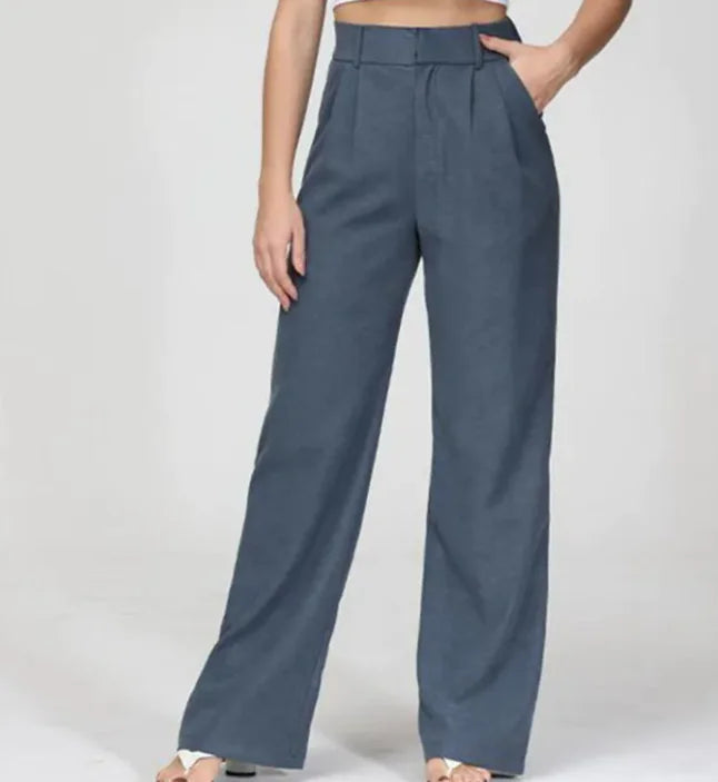 high waist straight trousers