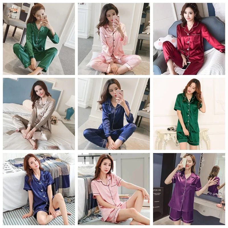 women silk satin pajamas