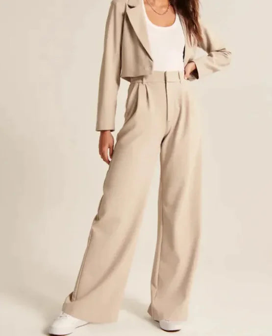 high waist straight trousers