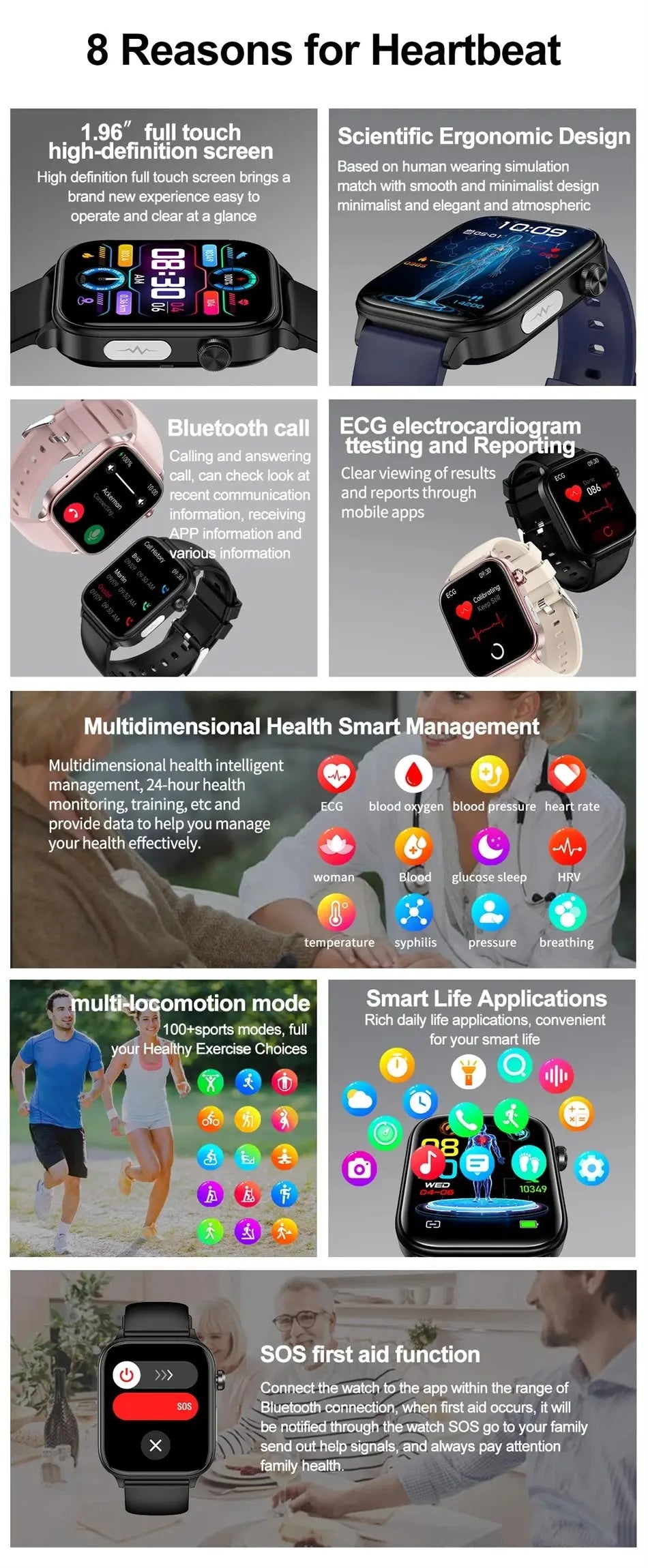 medical grade smart watch - 1.96" my shop saver