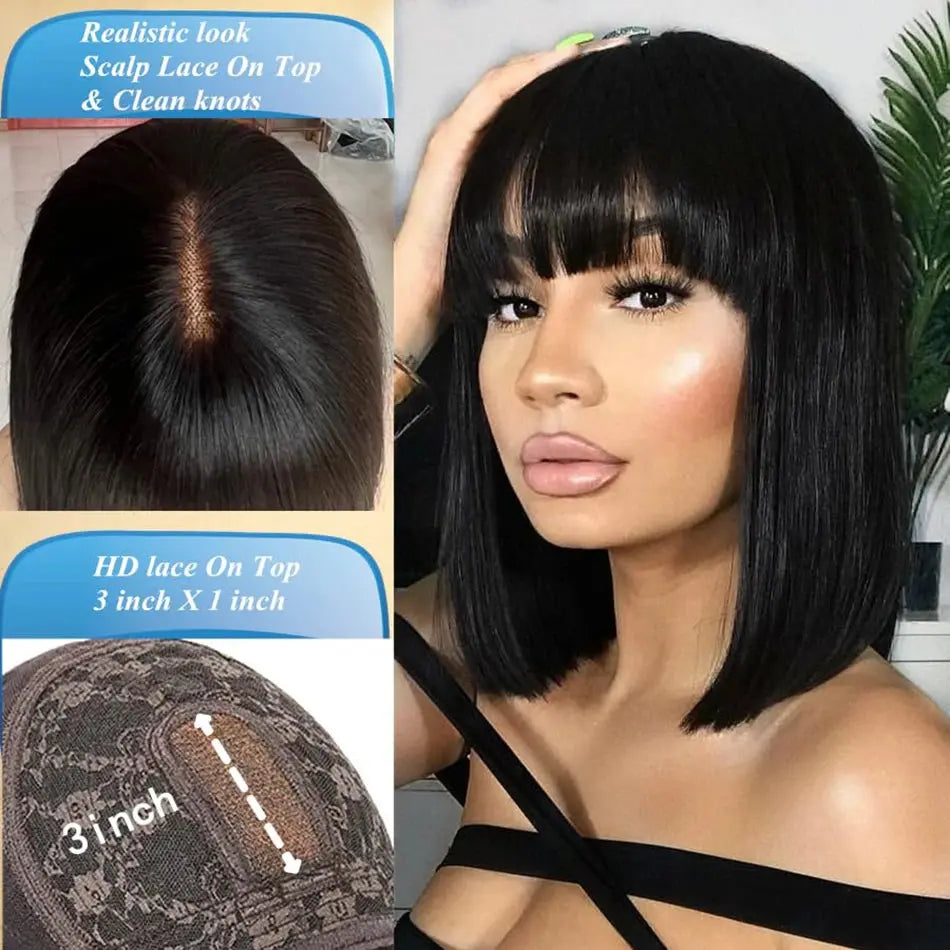 3x1 middle part brazilian human hair wig with bangs my shop saver