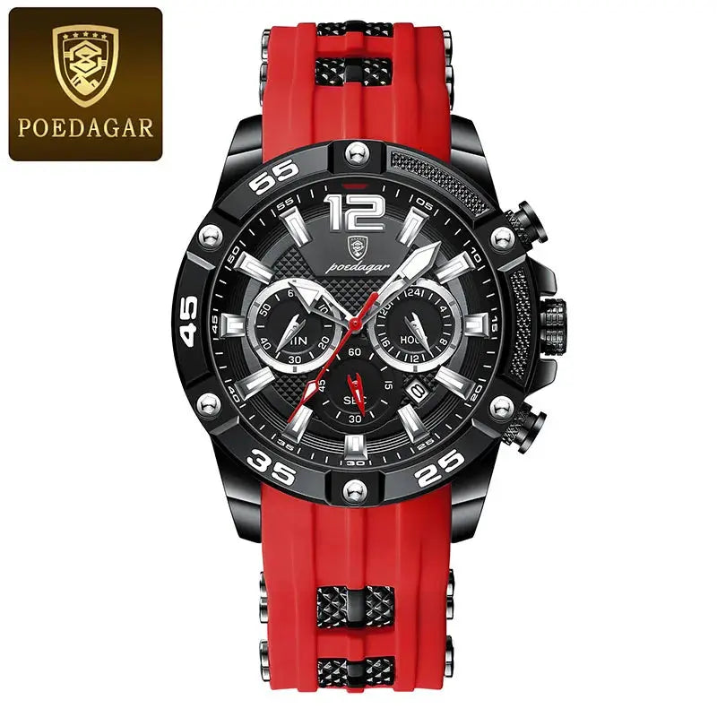 poedagar silicone strap sport men's watch my shop saver