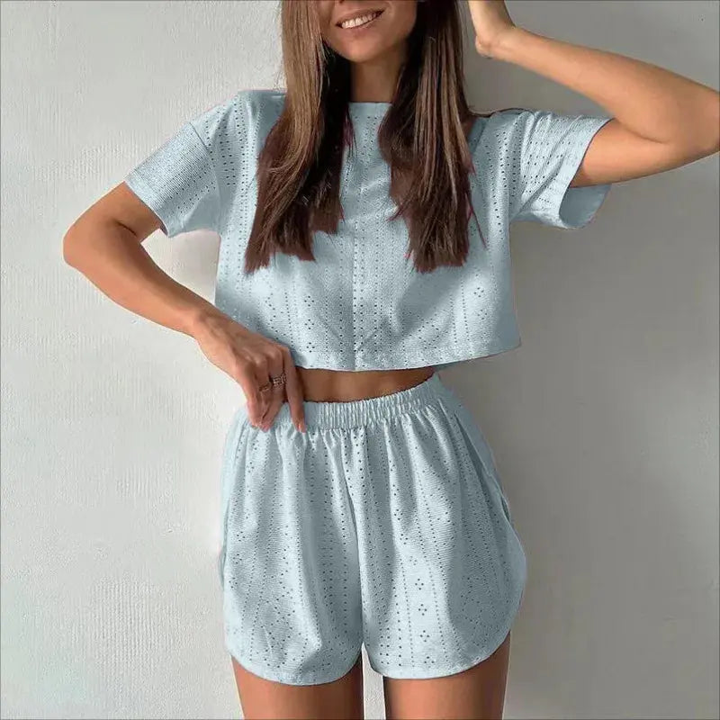 women's pajamas set - spring long sleeve tops with shorts di supremo