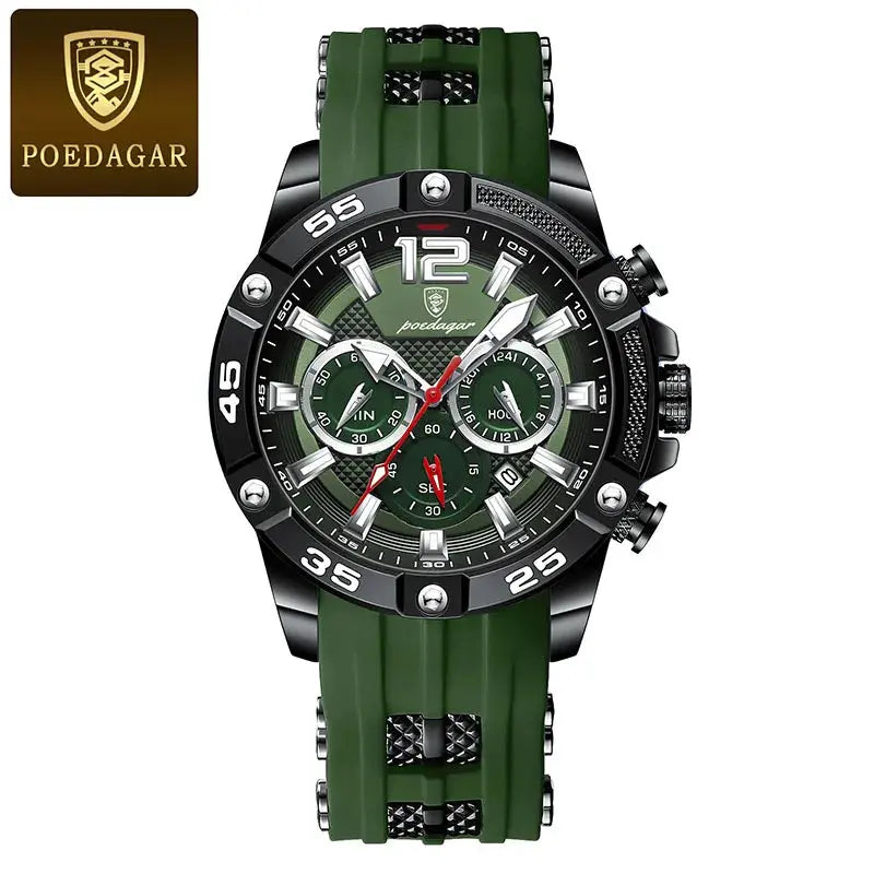 poedagar silicone strap sport men's watch my shop saver