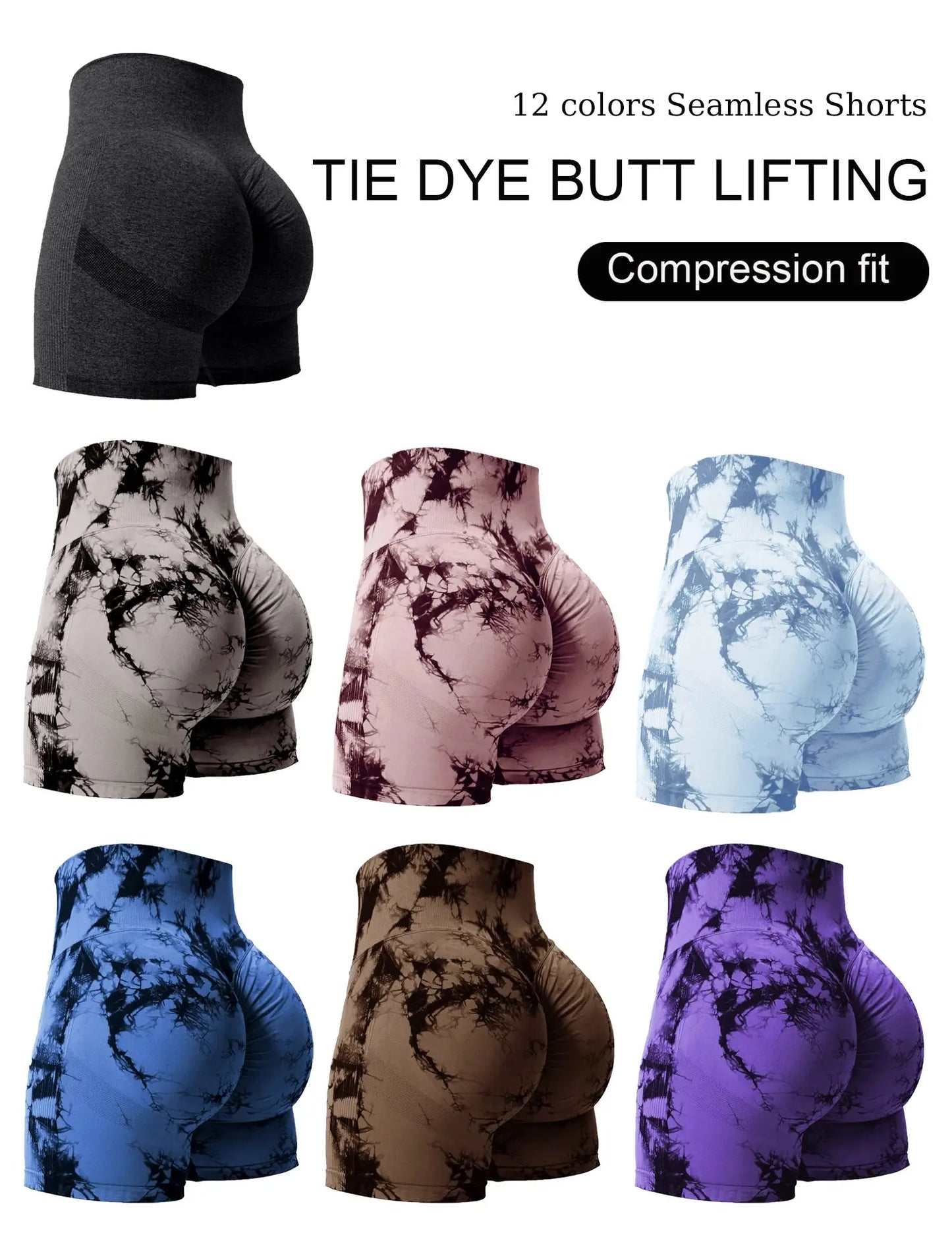 2 pcs tie dye butt lifting sexy gym shorts my shop saver