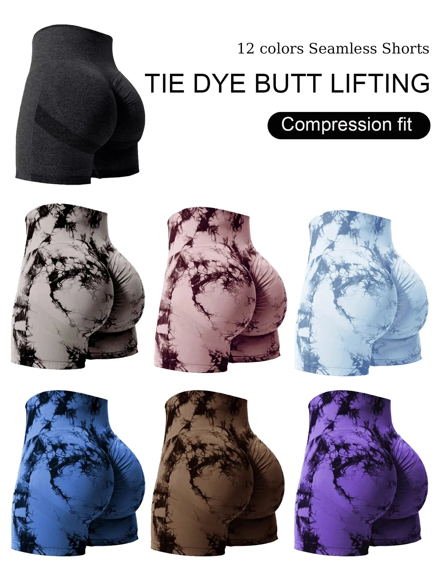 2 Pcs Tie Dye Butt Lifting Sexy Gym Shorts My Shop Saver