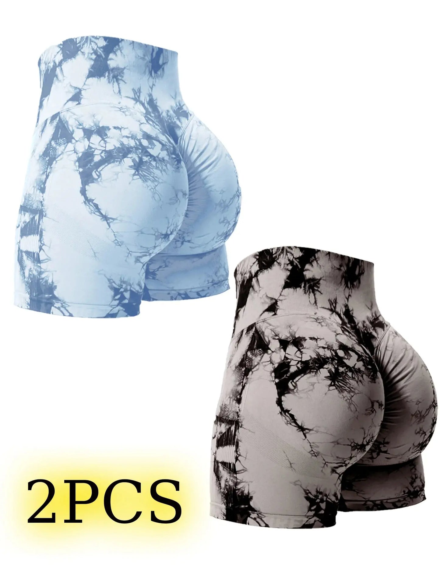 2 pcs tie dye butt lifting sexy gym shorts my shop saver