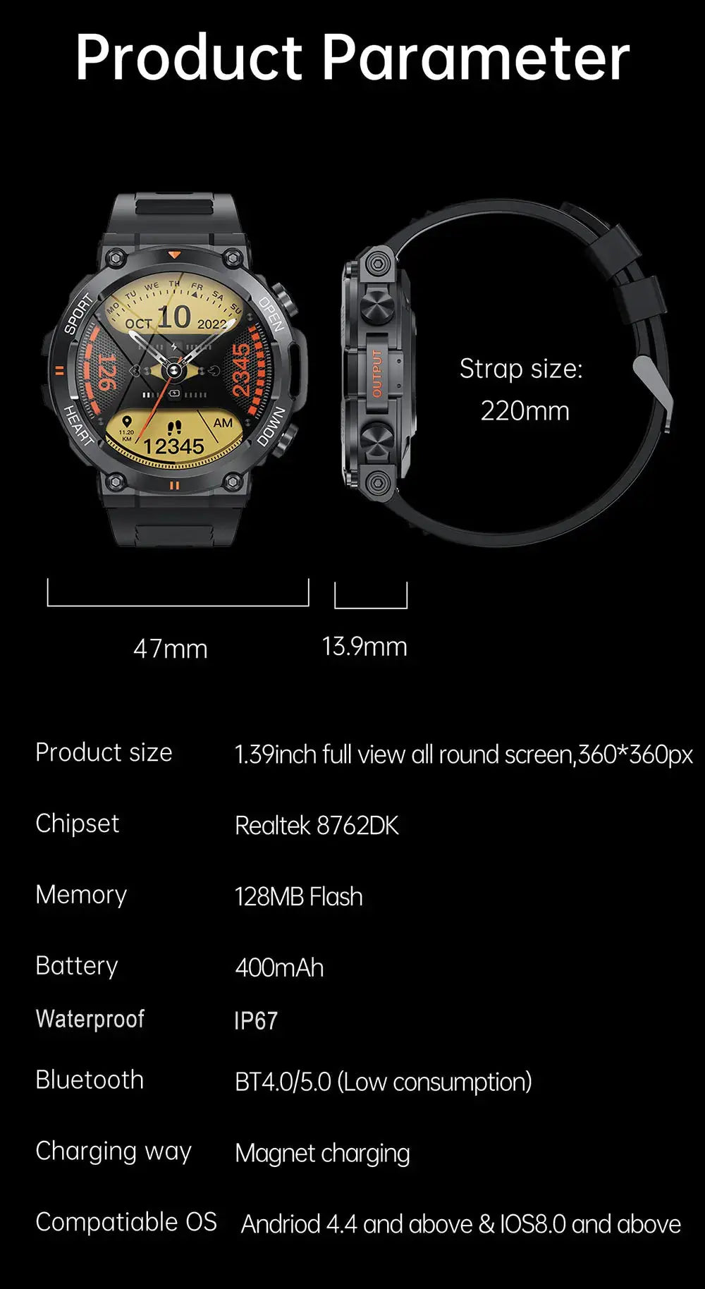 1.39-inch hd bluetooth smartwatch my shop saver