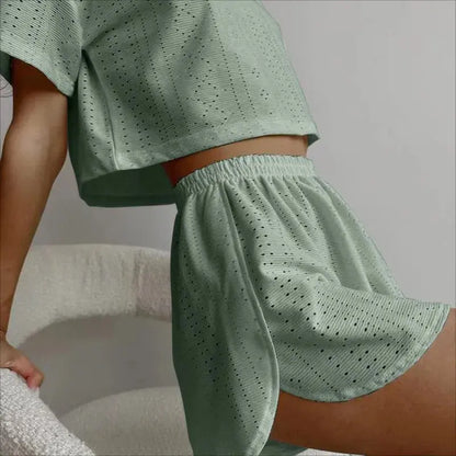 Women's Pajamas Set - Spring Long Sleeve Tops with Shorts Di Supremo