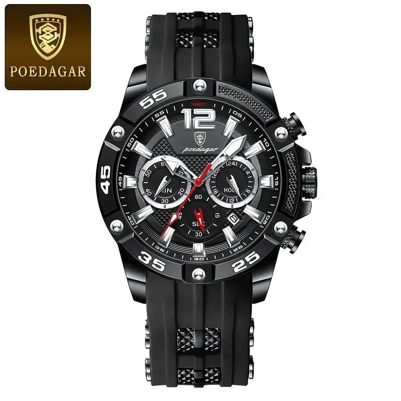 poedagar silicone strap sport men's watch my shop saver