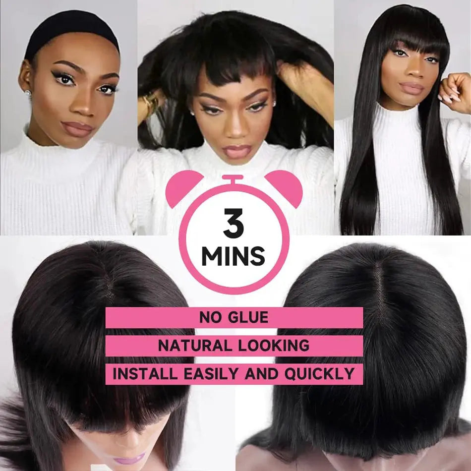 3x1 middle part brazilian human hair wig with bangs my shop saver