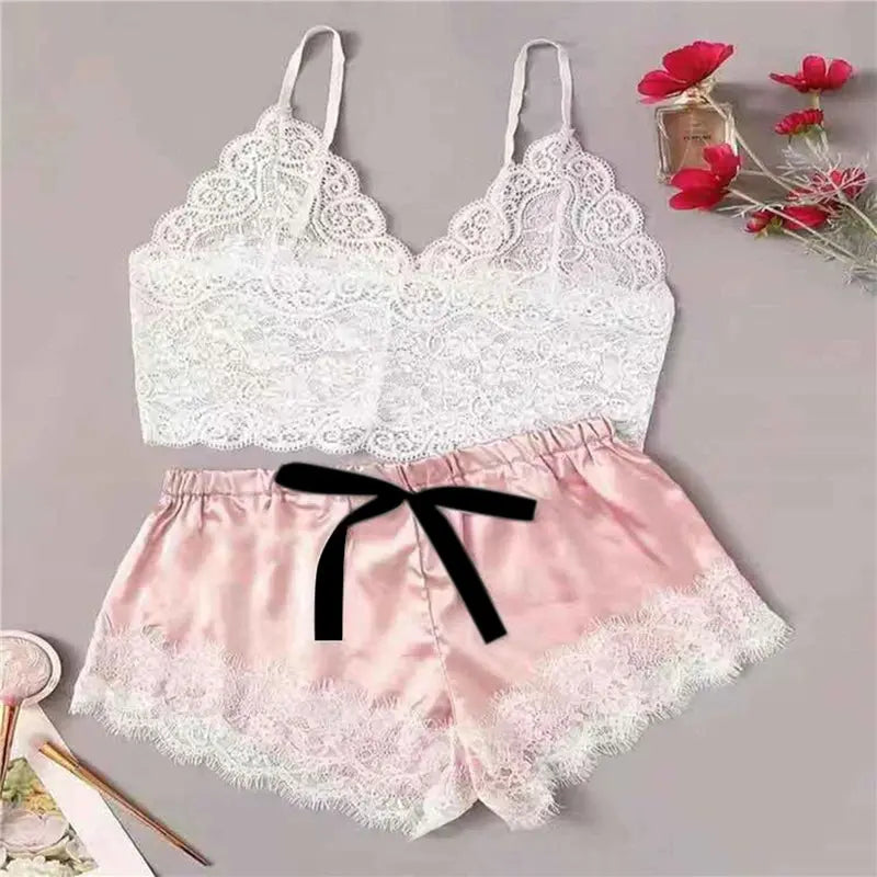 2 piece pajama set – crop top & suspender shorts my shop saver