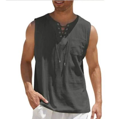 Cotton Linen Sleeveless Vest Shirt for Men My Shop Saver