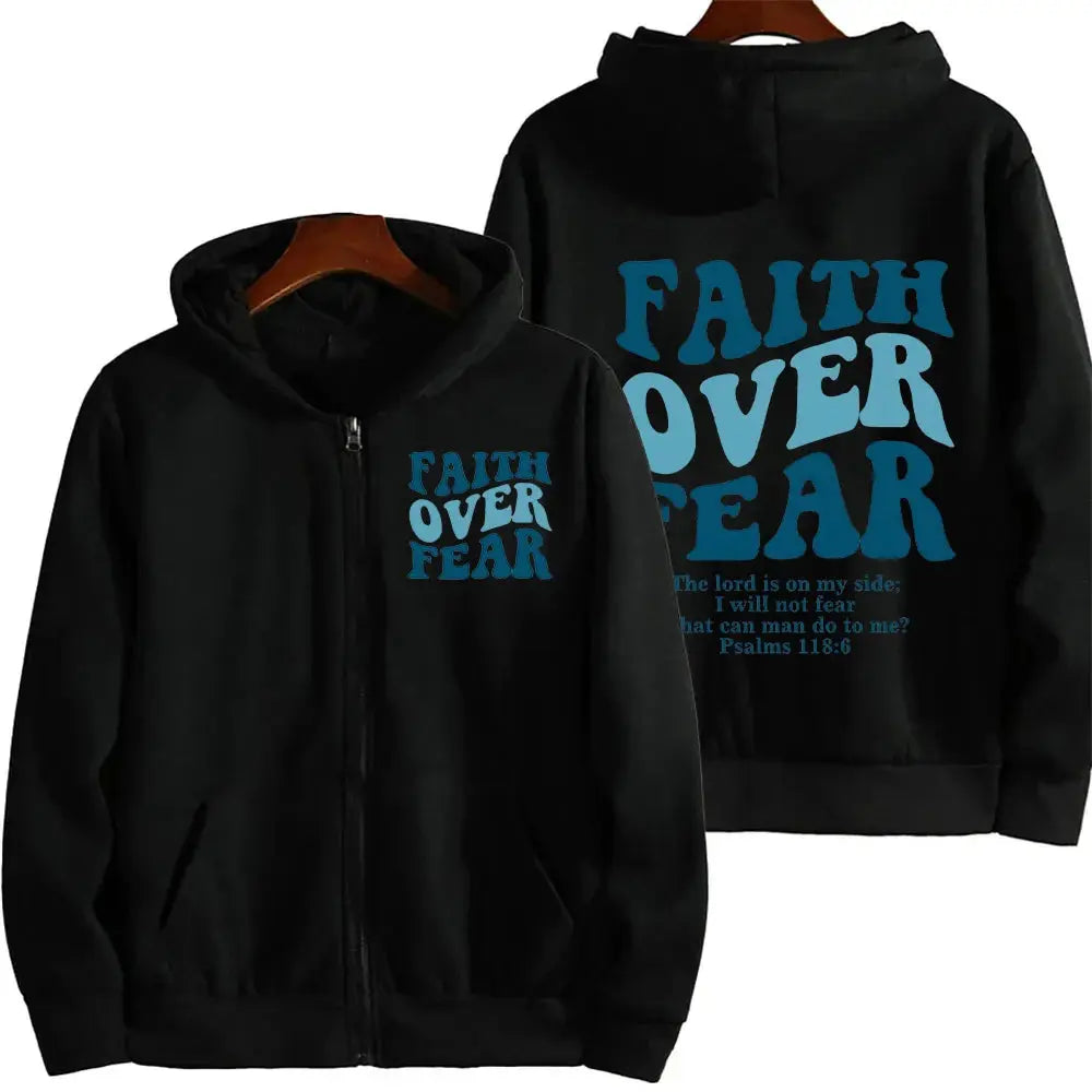 faith over fear christian zip hoodie my shop saver