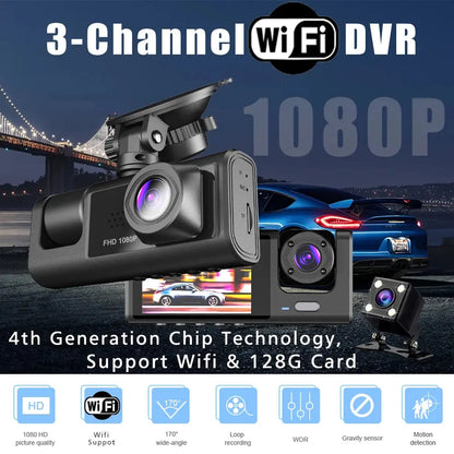 WiFi Dash Camera – 3-Way HD Car DVR My Shop Saver