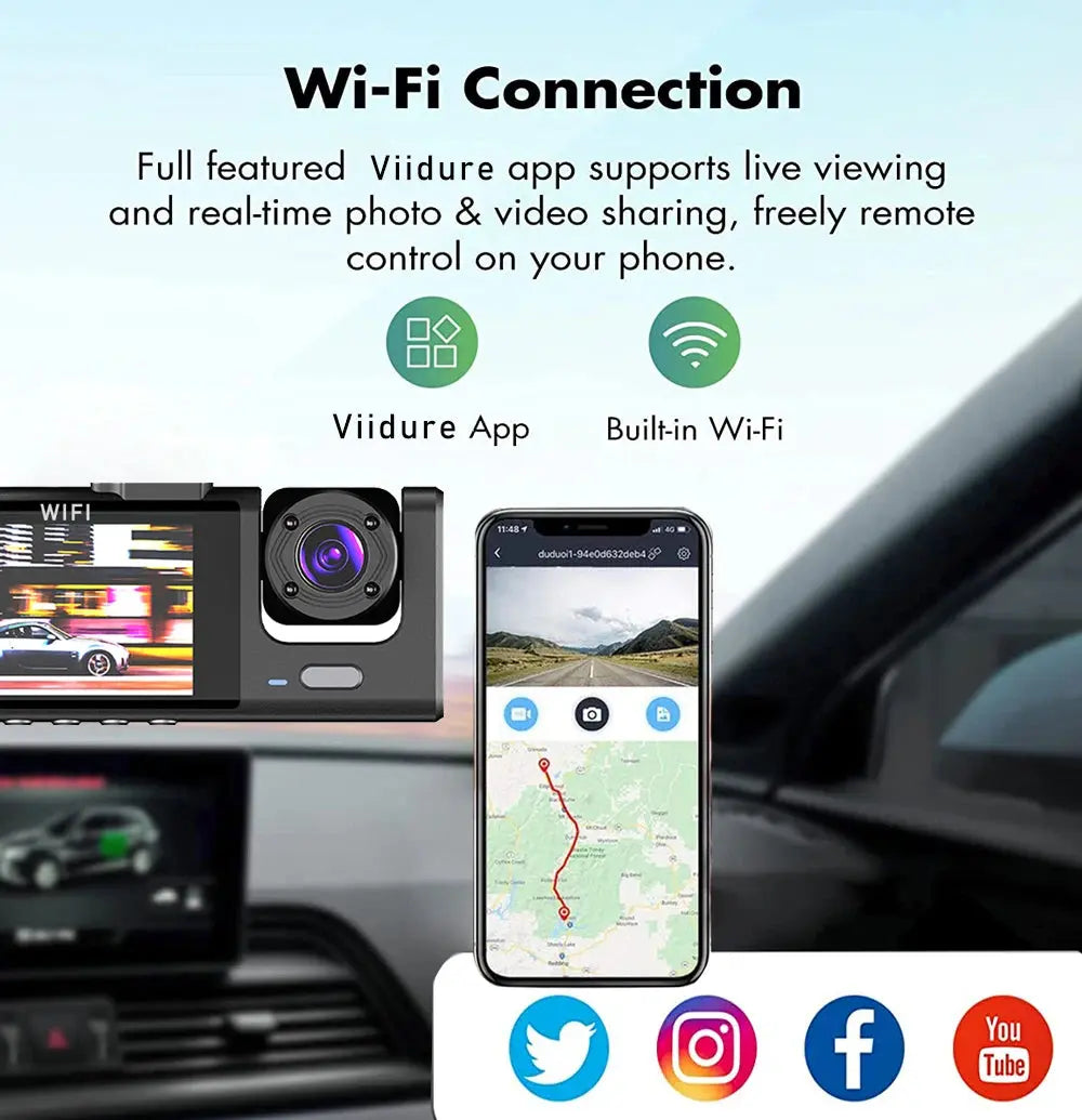 wifi dash camera – 3-way hd car dvr my shop saver