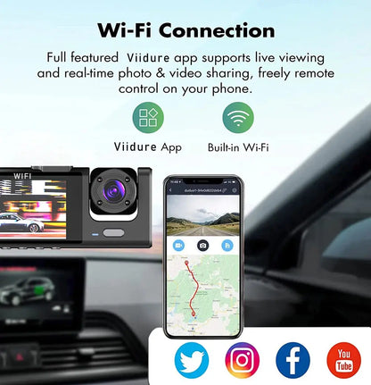 WiFi Dash Camera – 3-Way HD Car DVR My Shop Saver