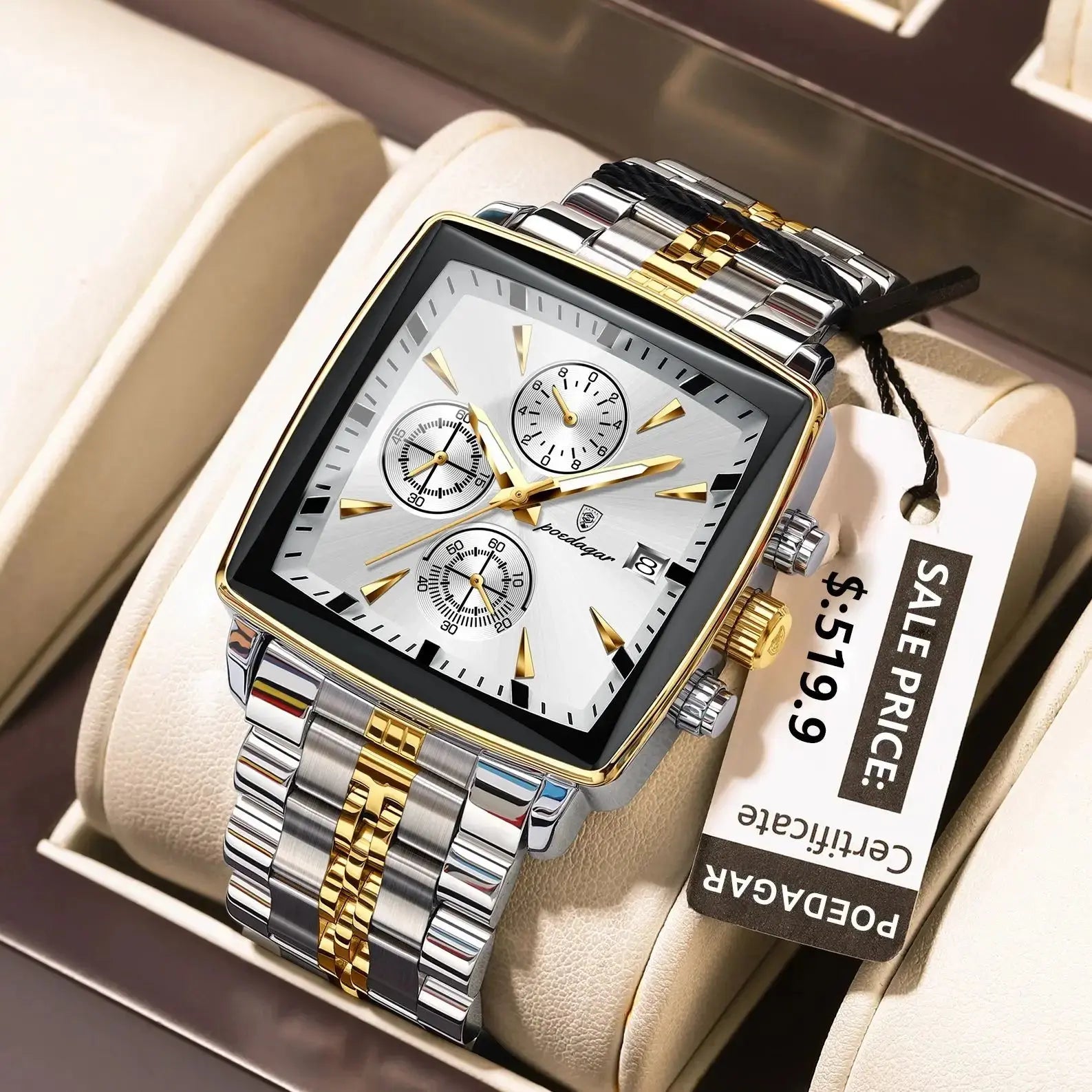 POEDAGAR Luxury Square Sport watch My Shop Saver