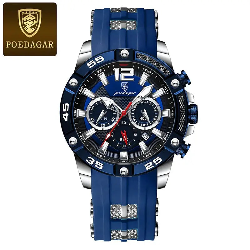 poedagar silicone strap sport men's watch my shop saver