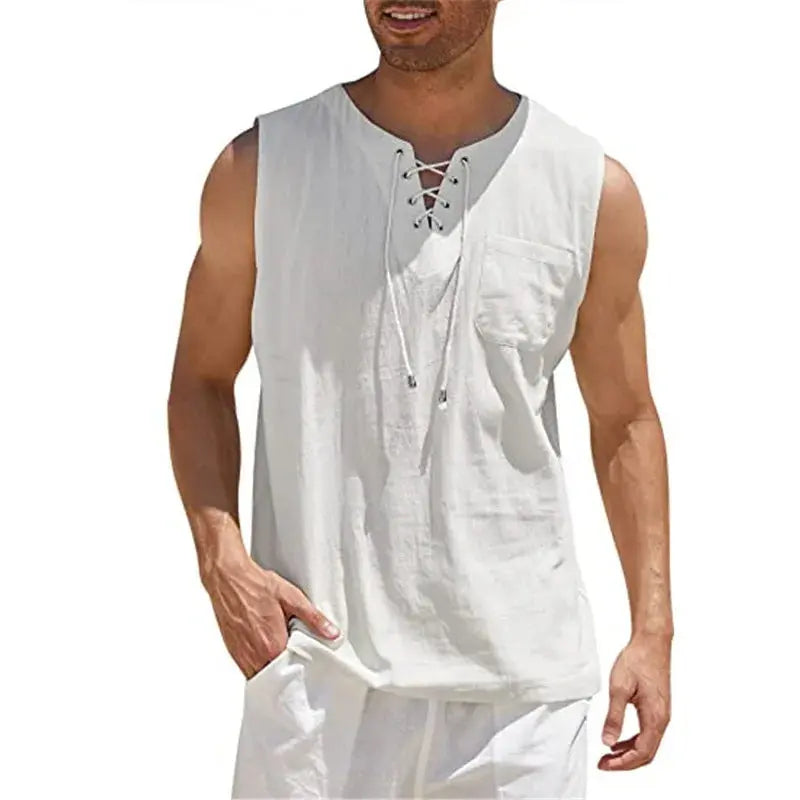 cotton linen sleeveless vest shirt for men my shop saver