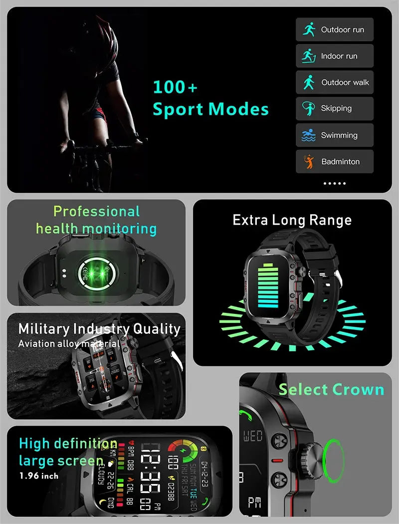 2024 military smart watch - ip68 my shop saver