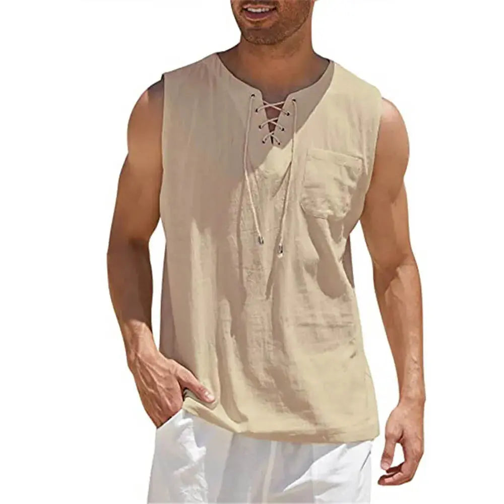 cotton linen sleeveless vest shirt for men my shop saver