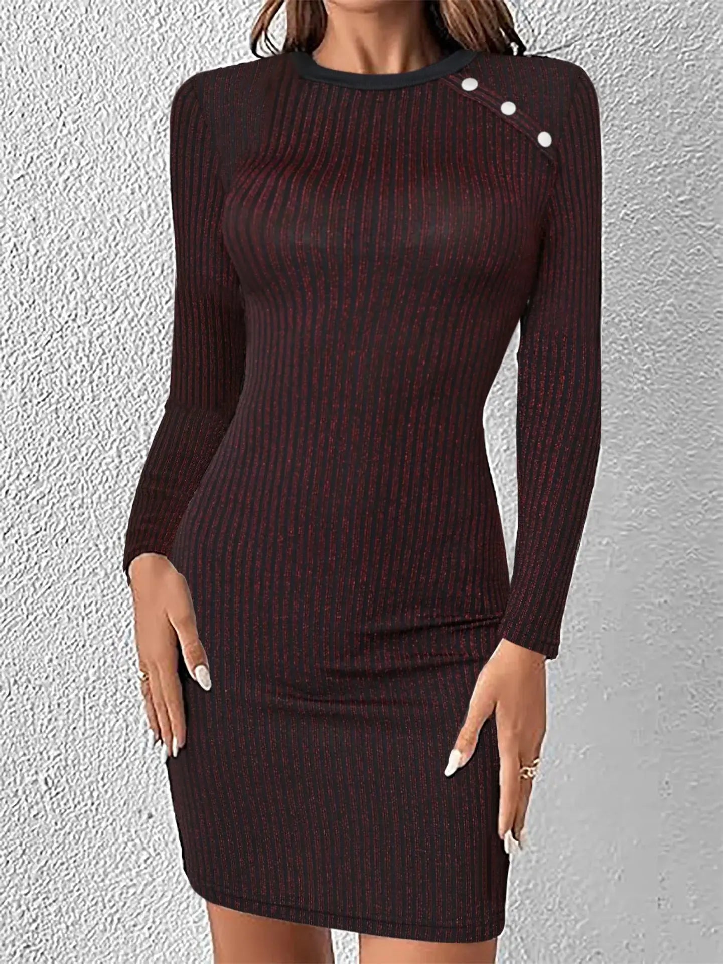 slim round neck long-sleeved dress my shop saver