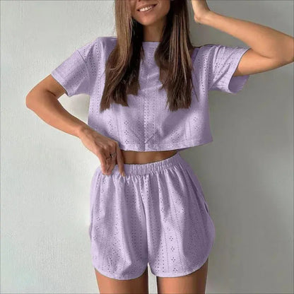 Women's Pajamas Set - Spring Long Sleeve Tops with Shorts Di Supremo