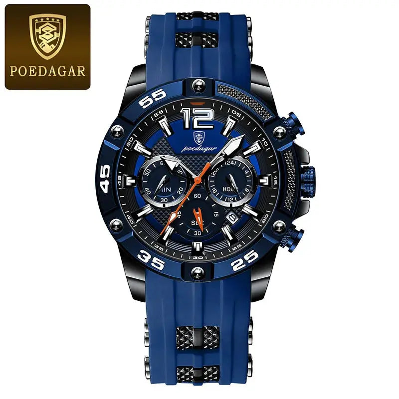 poedagar silicone strap sport men's watch my shop saver