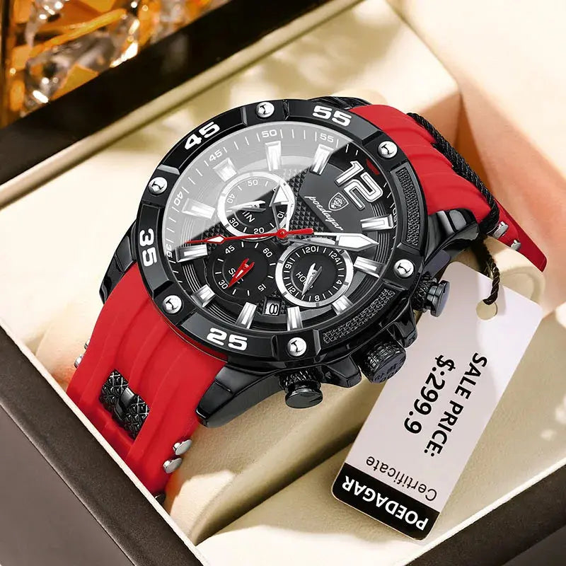 poedagar silicone strap sport men's watch my shop saver