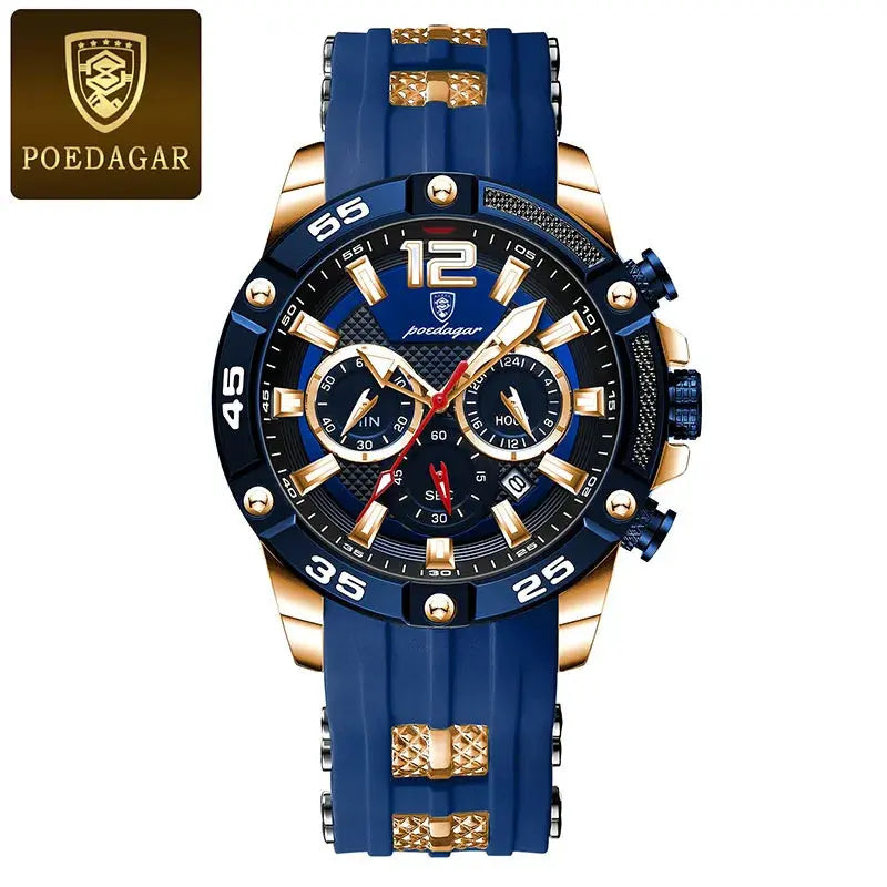 poedagar silicone strap sport men's watch my shop saver