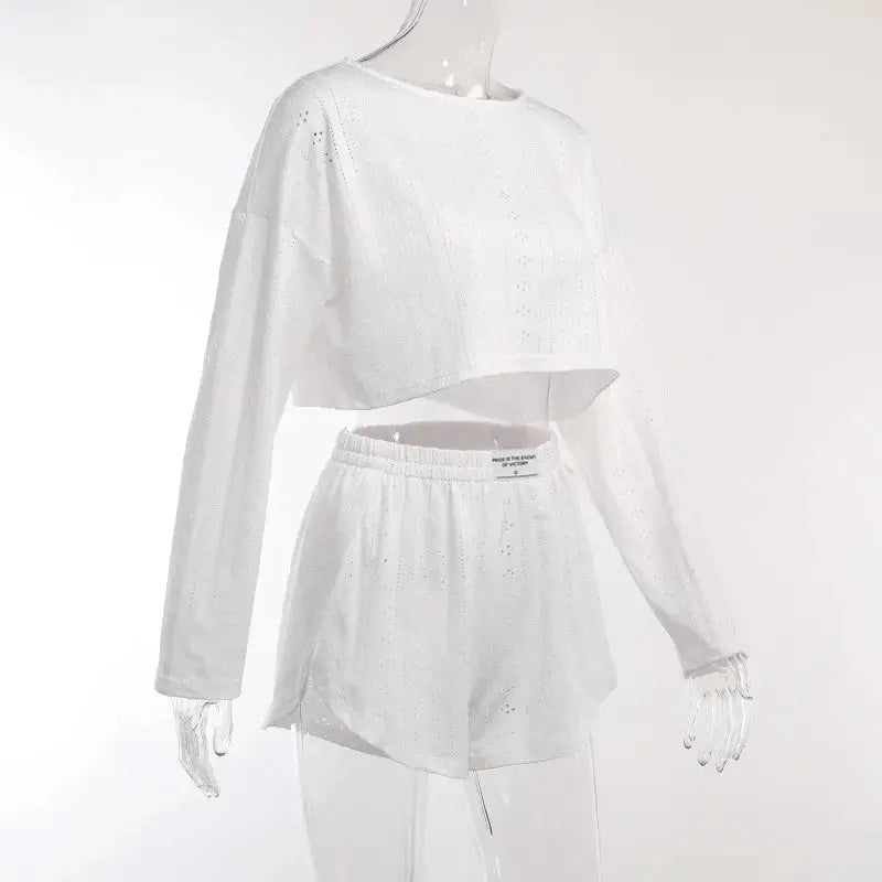 women's pajamas set - spring long sleeve tops with shorts di supremo