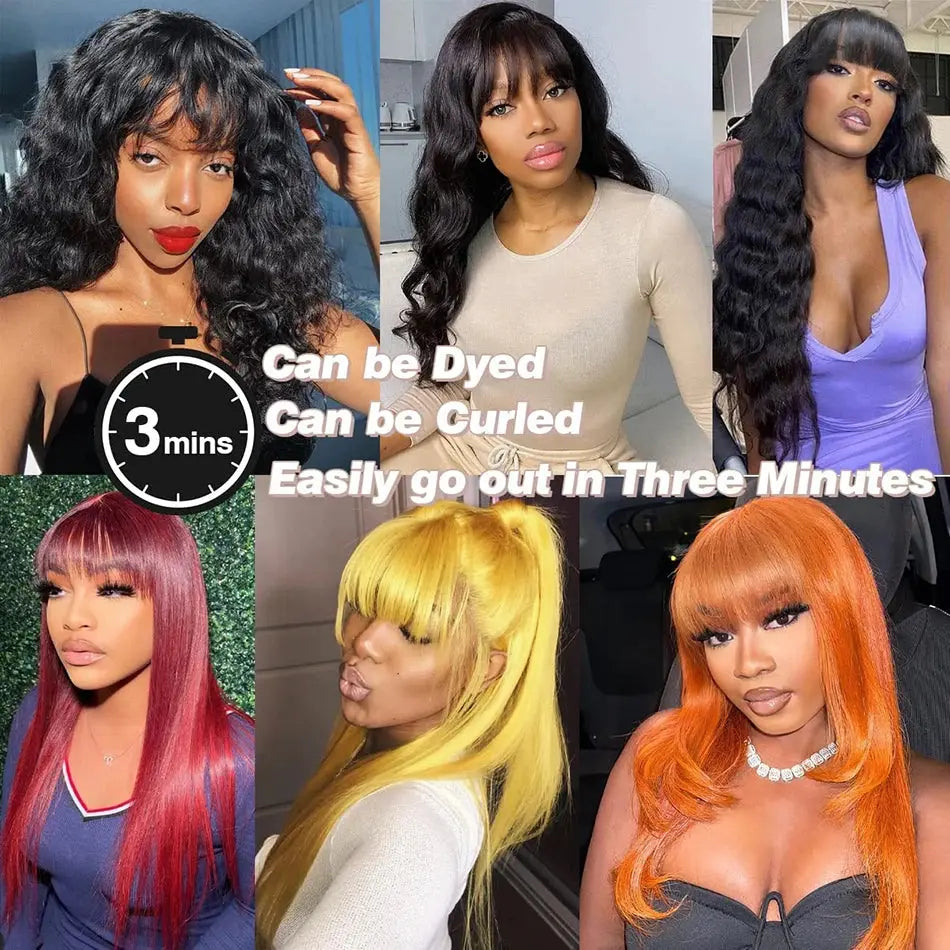 3x1 middle part brazilian human hair wig with bangs my shop saver